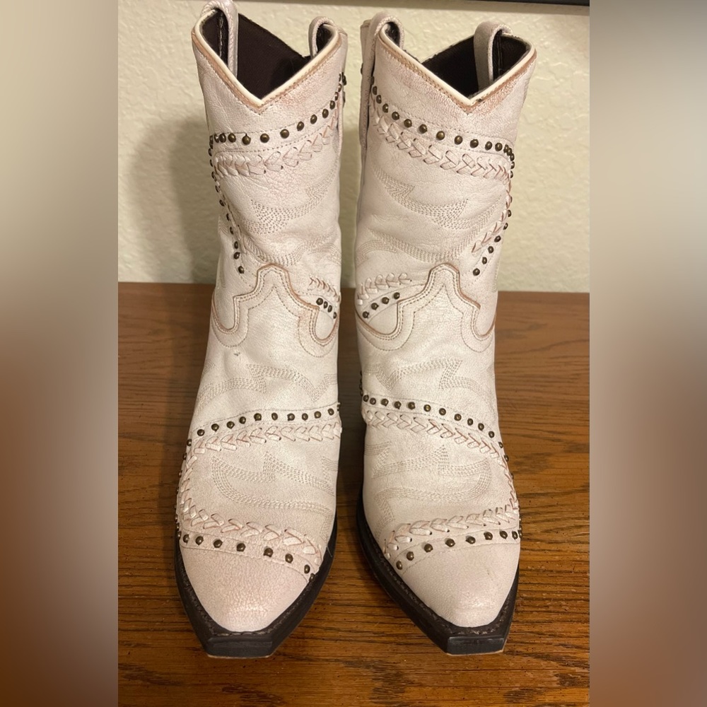 Laredo White Western Booties with braid